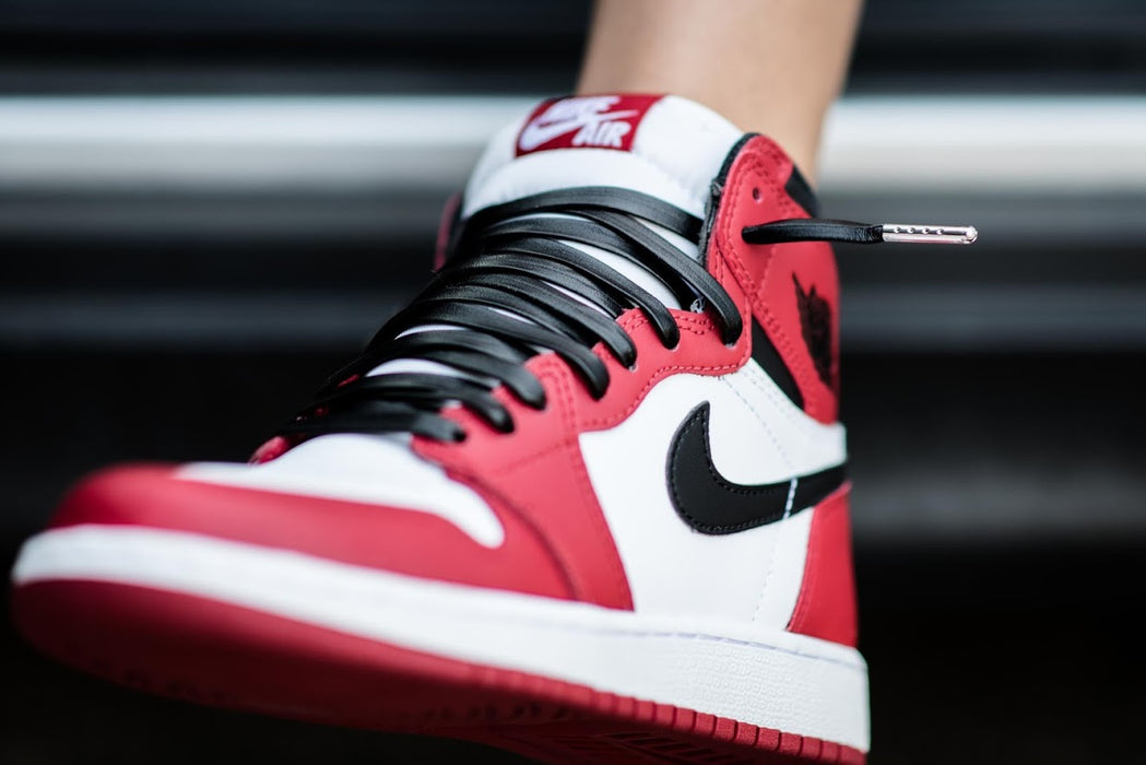 Premium Synthetic Leather Shoelaces - Black/Silver - LitLaces